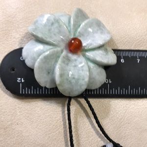 Certified A Jade Jadeite Carved Flower Pendant - 8297